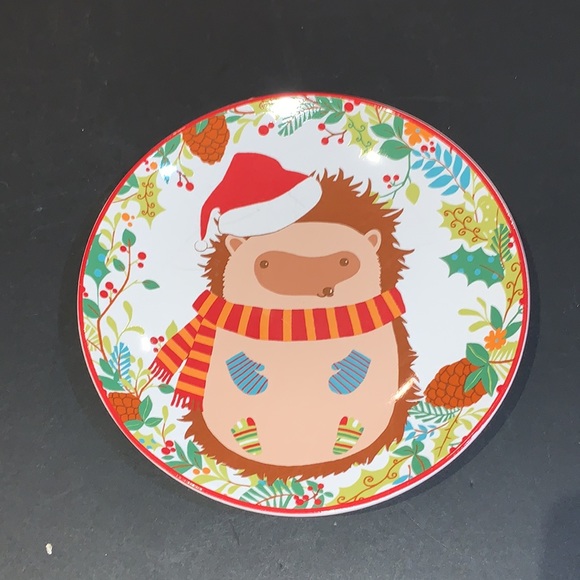 222 Fifth Christmas Friends Appetizer Dessert Plates Set of 4 Woodland Animal - Picture 4 of 6